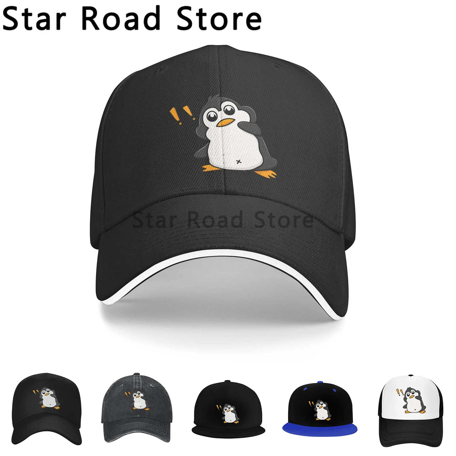 Surprised Penguin Baseball Caps Peaked Cap Valorant Agents Game Sun Shade Cowboy Hats for Men Trucker Dad Hat for Unisex