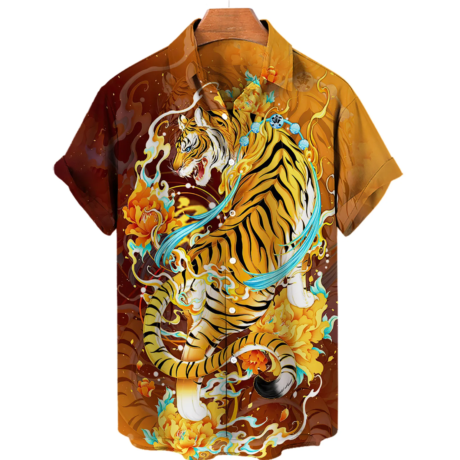 Fashion Animal Men's Shirt Original Tiger Loose Oversized Short Sleeve Tops Anime Girls Pattern Men's Clothing Party Streetwear