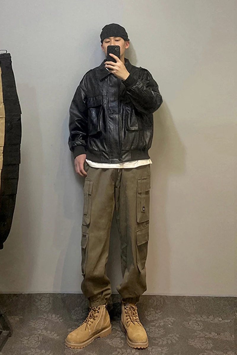 

Американские свободные повседневные рабочие брюки для мужчин, весна-осень, модные, брендовые, свободного кроя, больших размеров, в стиле High Street