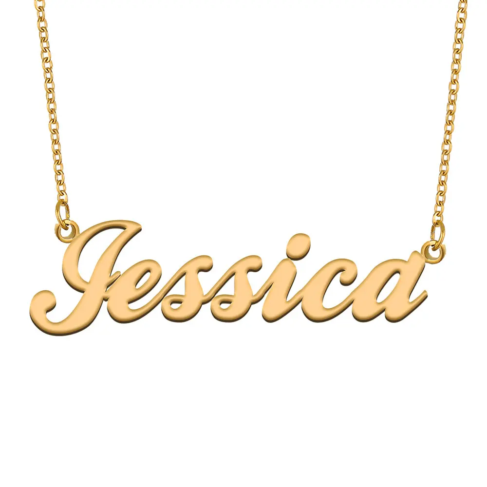 

Jessica Name Necklace for Women Stainless Steel Jewelry Gold Plated Nameplate Pendant Femme Mothers Girlfriend Gift