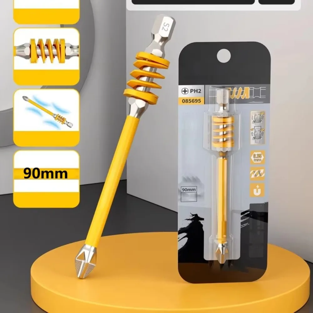 

With Spring Anti-Slip Phillips Bit 65/90/110mm Magnetic Impact-resistant Screwdriver Bits High Hardness 1/4'' Hex Shank