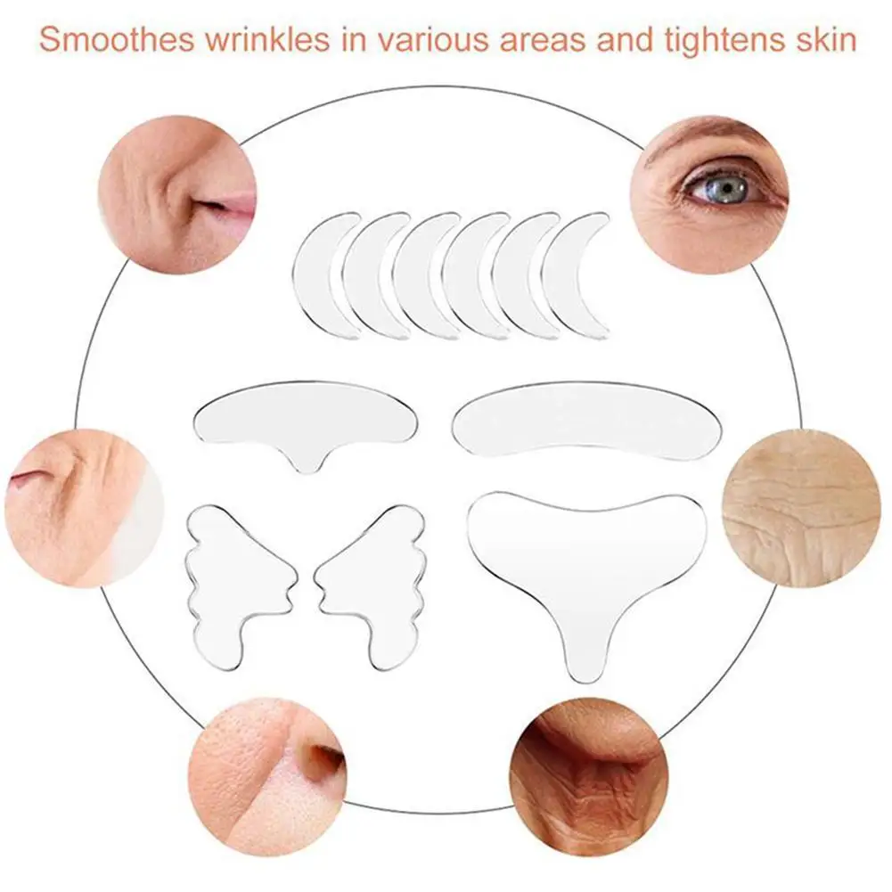 Silicone Face Pad Patch For Wrinkle Removal Forehead Eye Neck Reusable Skin Lifting Smooth Out Fine Lines Sticker Set 2/11/16pcs