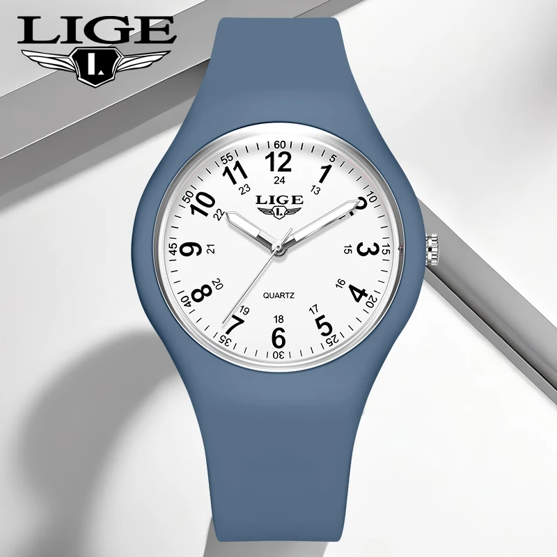 

Наручные часы LIGE 2026: Простые мужские и женские модные повседневные кварцевые часы, водонепроницаемые, светящиеся, с силиконовым ремешком, подарок для женщин, Reloj