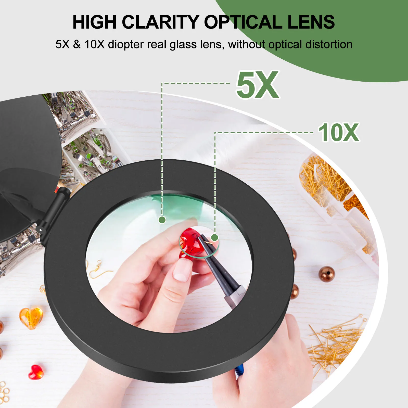 Toolour Magnetic Helping Hands Soldering Station with 5X 10X Magnifying Lamp 4 Flexible Arms Lighted Magnifying Glass for PCB