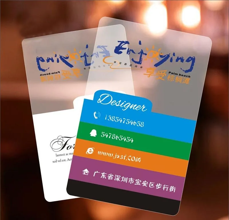 

Transparent PVC Business Card, Free Design, Free Delivery, Waterproof, Color Printing, 0.38mm