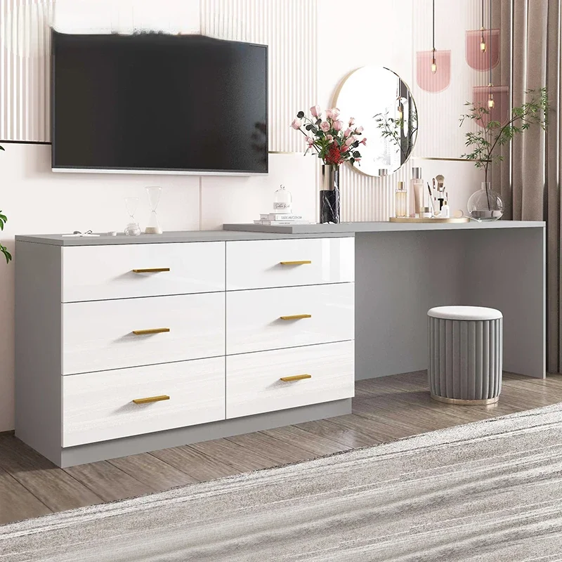 

Dressing Table Integrated Modern Minimalist Bedroom Tailstock Retractable Corner Makeup Table TV Cabinet Unit