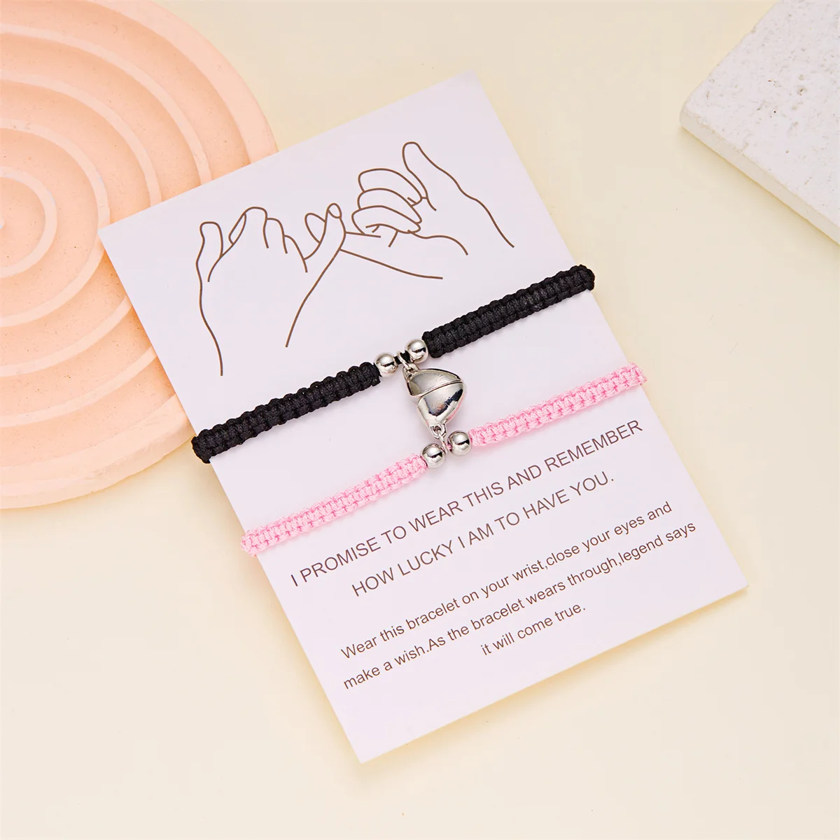 2 Teile/satz Romantische Herz Magnetische Gewinnen Paar Armband Für Frauen Männer Mode Geflochtenen Seil Passenden Armband Freundschaft Schmuck – Detail 4
