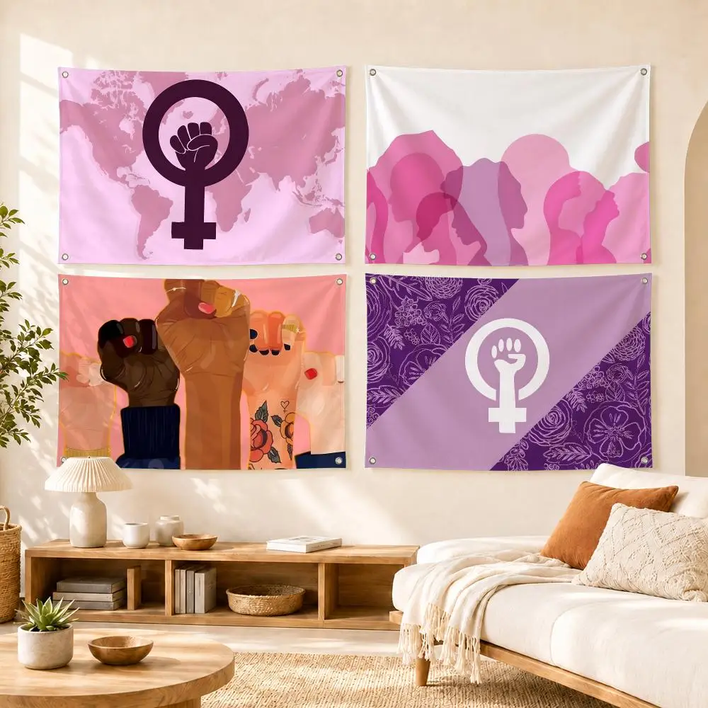 Feminism Social Art Trendy Flags Flag Soft skin-friendly Durable Tapestry Outdoor party Home living room bedroom Decoration