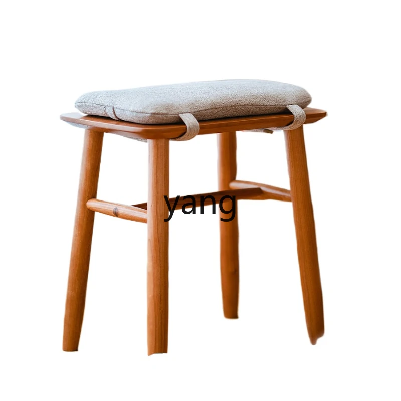 

Yjq round Stool Household Solid Wood Stool Cherrywood Shoes Changing Makeup Log round Bench