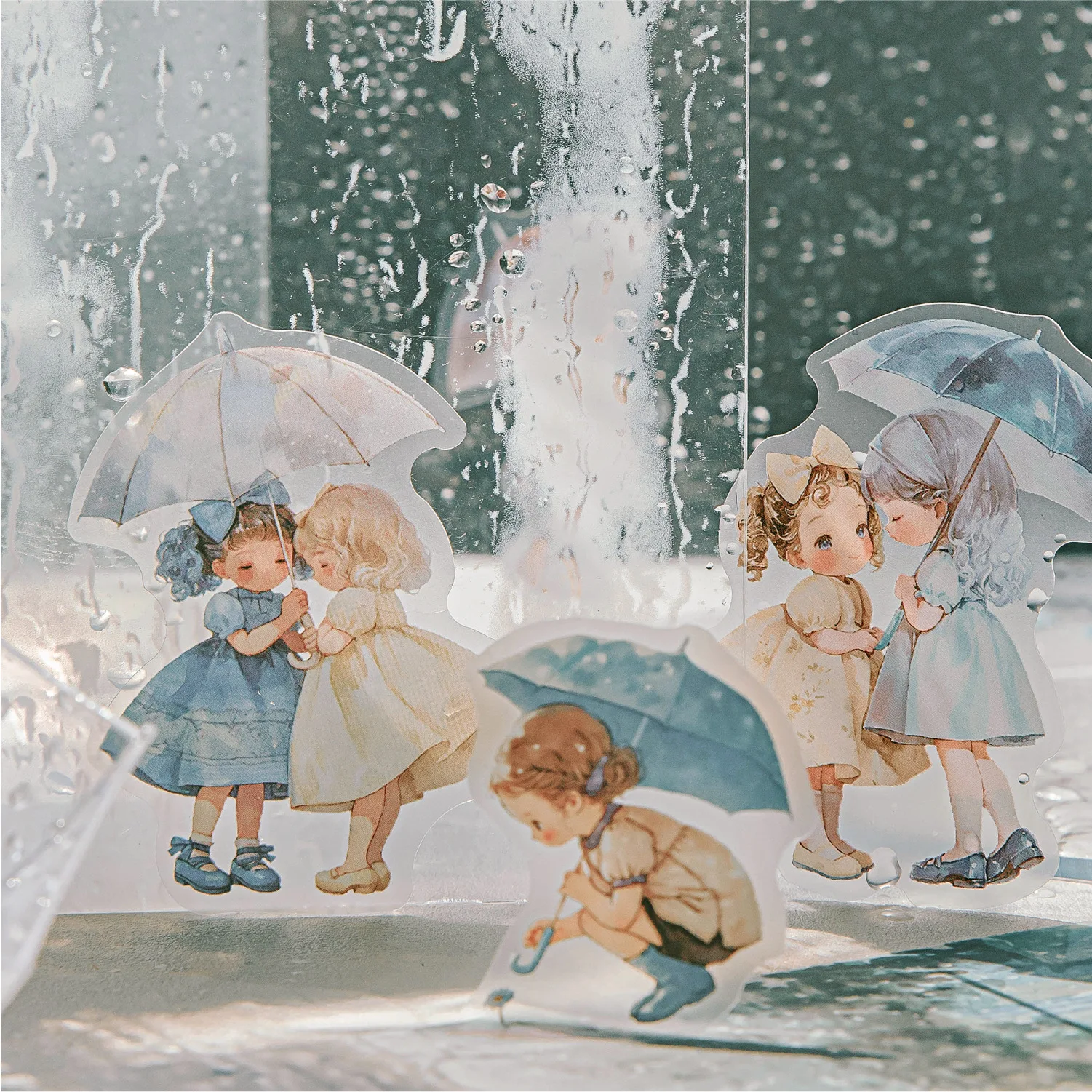 

30pcs/1lot Kawaii Scrapbook Stickers Rainy season fairy tale Junk Journal Gold Planner Stationery Sticker Planner Decorative