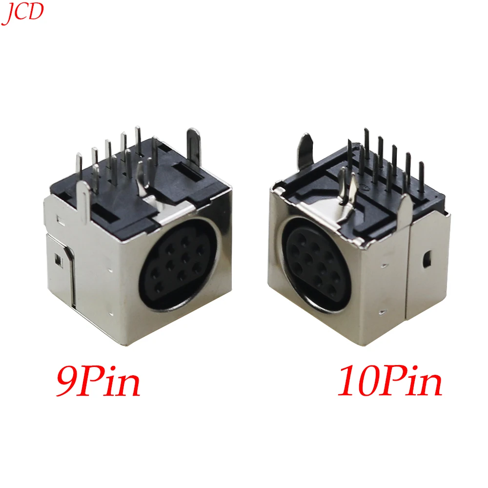 1pcs LCD TV S-video 9 Pin10Pin Mini Din Socket Connector shield Right Angle through hole Mini Circular DIN Receptacle Socket