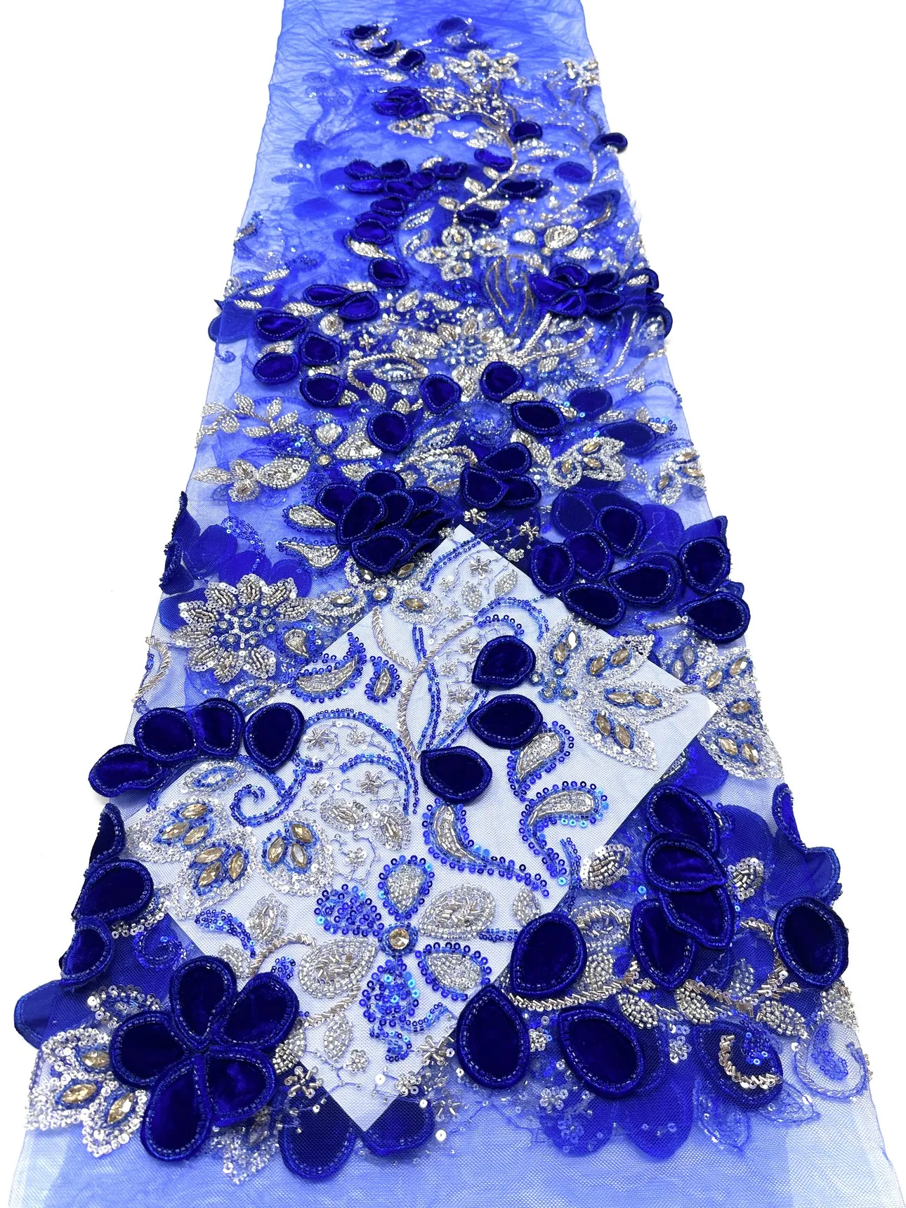 Luxury African Velvet Net Lace Fabric Nigerian Sequins Lace Fabric High Quality Embroidery French Beads Lace For Wedding Dress