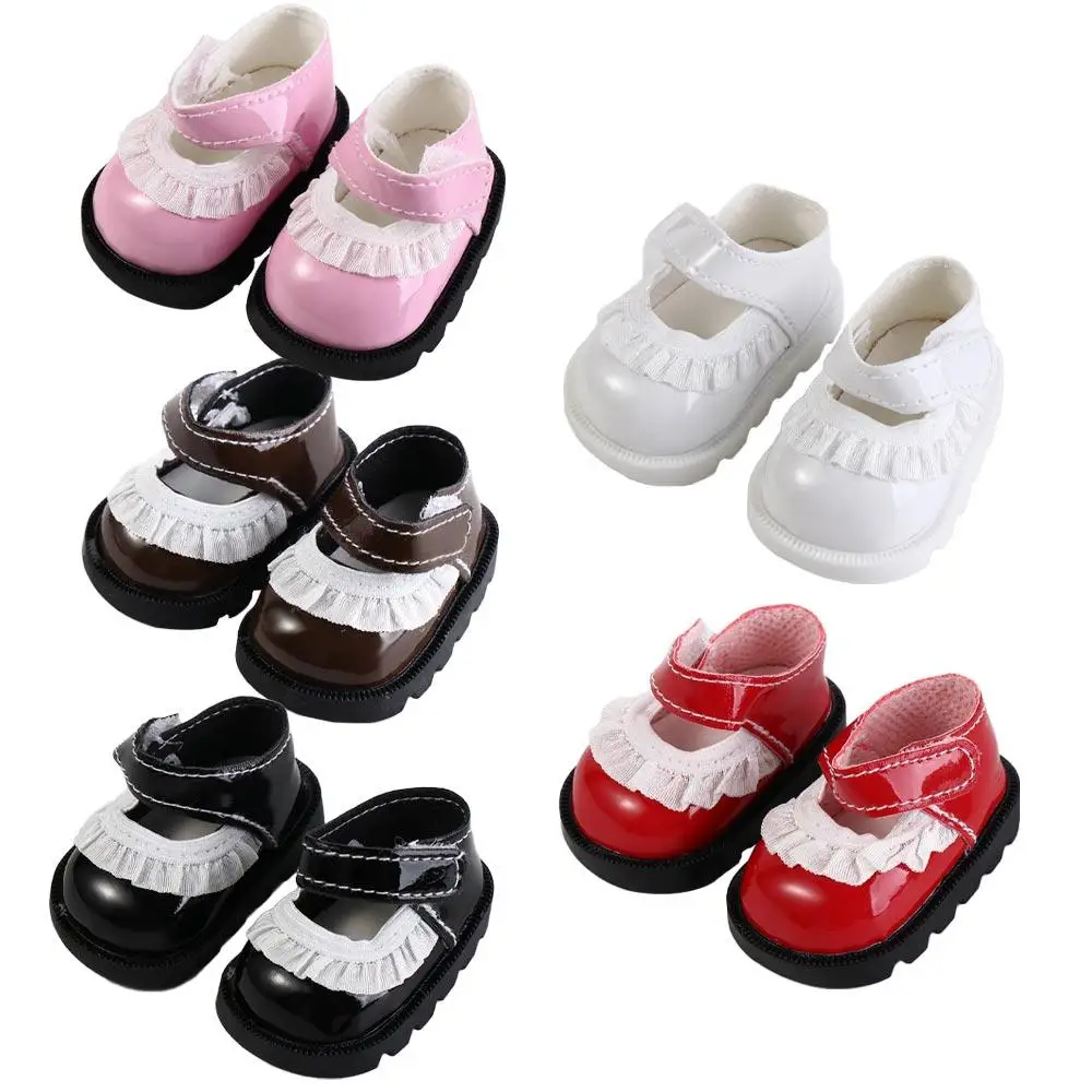 14inch PU Leather Bow Doll Mini Shoes 5cm Sequin Shoes Wear for 20cm Toys for American Dolls for Girl's Gift Doll Accessories