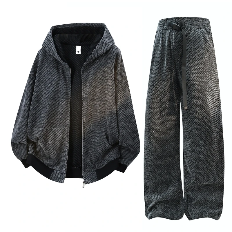 Men's Casual 2-Piece Sportswear Set Streetwear Fashion Tracksuit Hoodie and Pants Camping Beachwear Clothing Summer Shirts Set