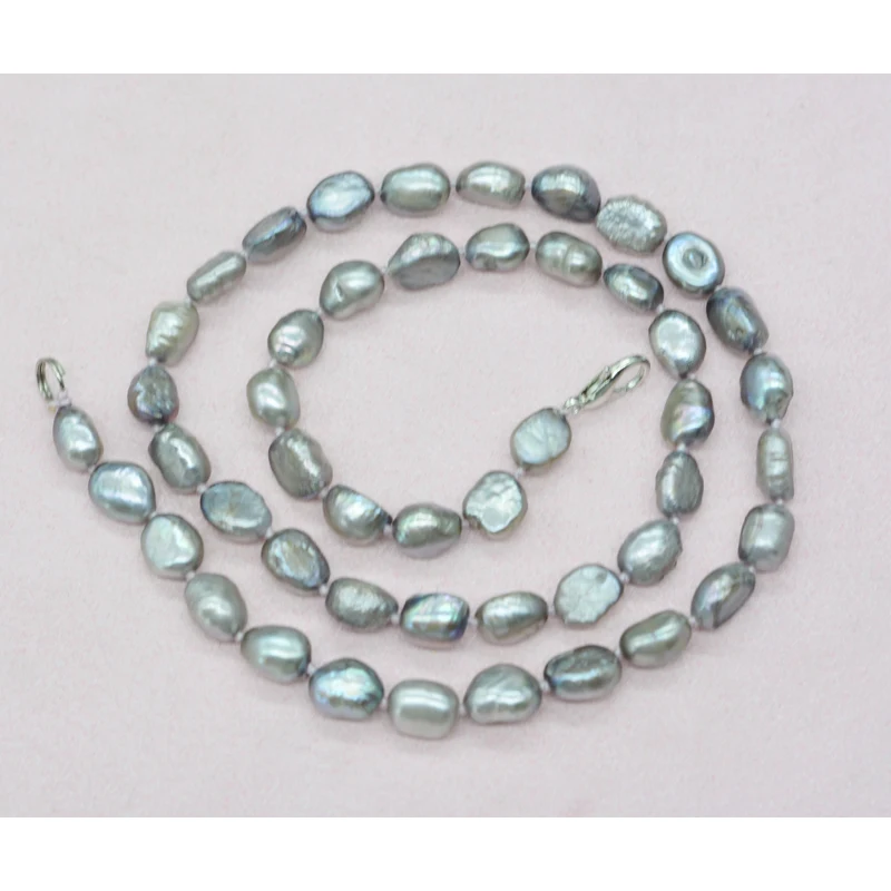 6mm Natural Gray Tahiti Baroque Pearl Necklace  45CM