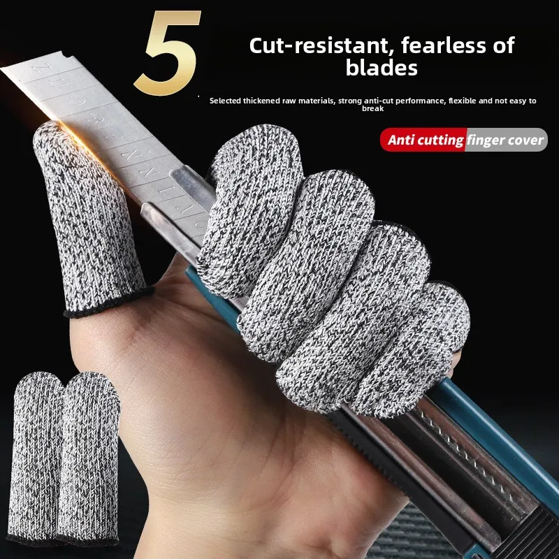 

5pcs Pack Level 5 Cut-Resistant Finger Covers with Thumb Knife Harvesting Tool Finger Covers Engraved Cut-Resistant