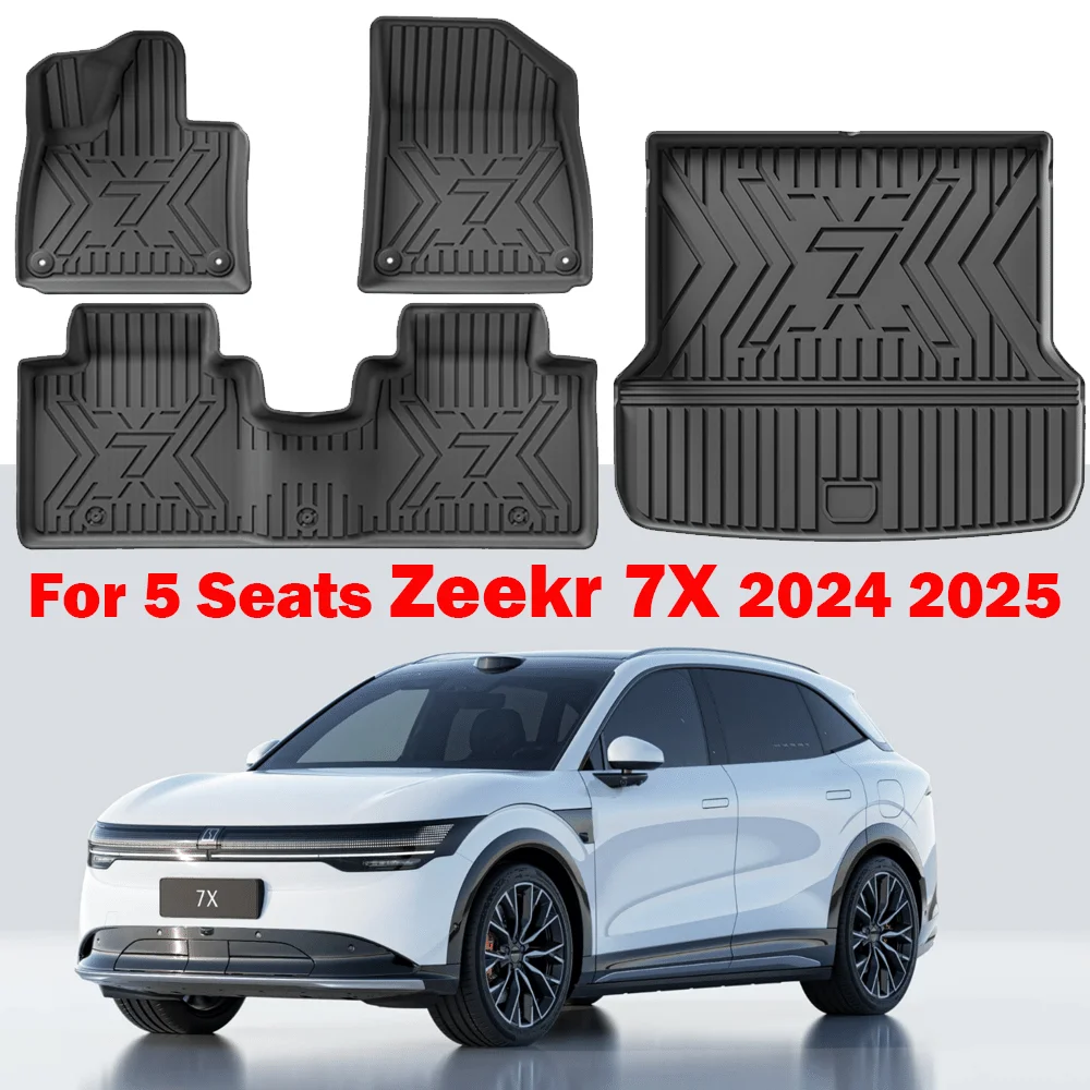 

Коврики и вкладыш в багажник для 5-местных сидений Zeekr 7X 2024 2025, всепогодные напольные вкладыши из ТПЭ Коврик в багажник Автомобильные коврики Противоскользящие подушечки для ног
