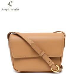 SC Genuine Leather Messenger Bags Women Fashion Brand Design Simple Solid Color Flap Shoulder Handbags Daily Small Sling Purse