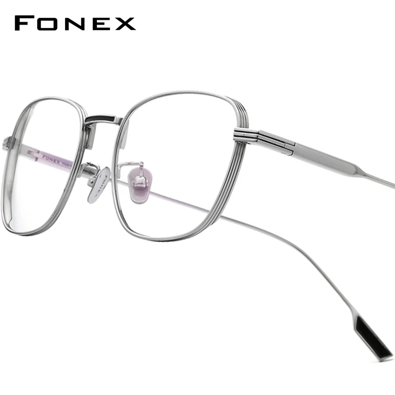 FONEX Titanium Glasses Frame Vintage Eyeglass Frame Men Brand Design Eyewear Square Japanese Ultralight Spectacles 8517-1