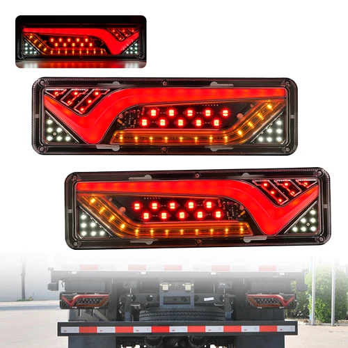 2X 12/24V luz trasera de camión impermeable a prueba de golpes LED señal de giro de agua corriente luces de freno marcha atrás camión autobús remolque luces antiniebla