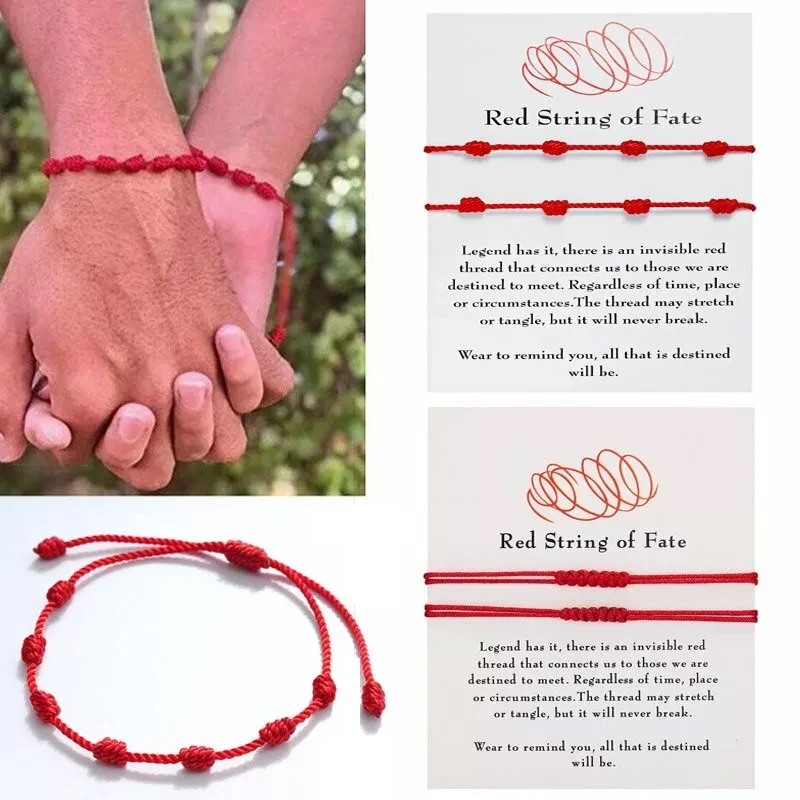 Handmade 7 Knot Lucky Red String Rope Red Braided Bracelet Bangle Amulet Chain Briad Women Men Party Jewelry Gift