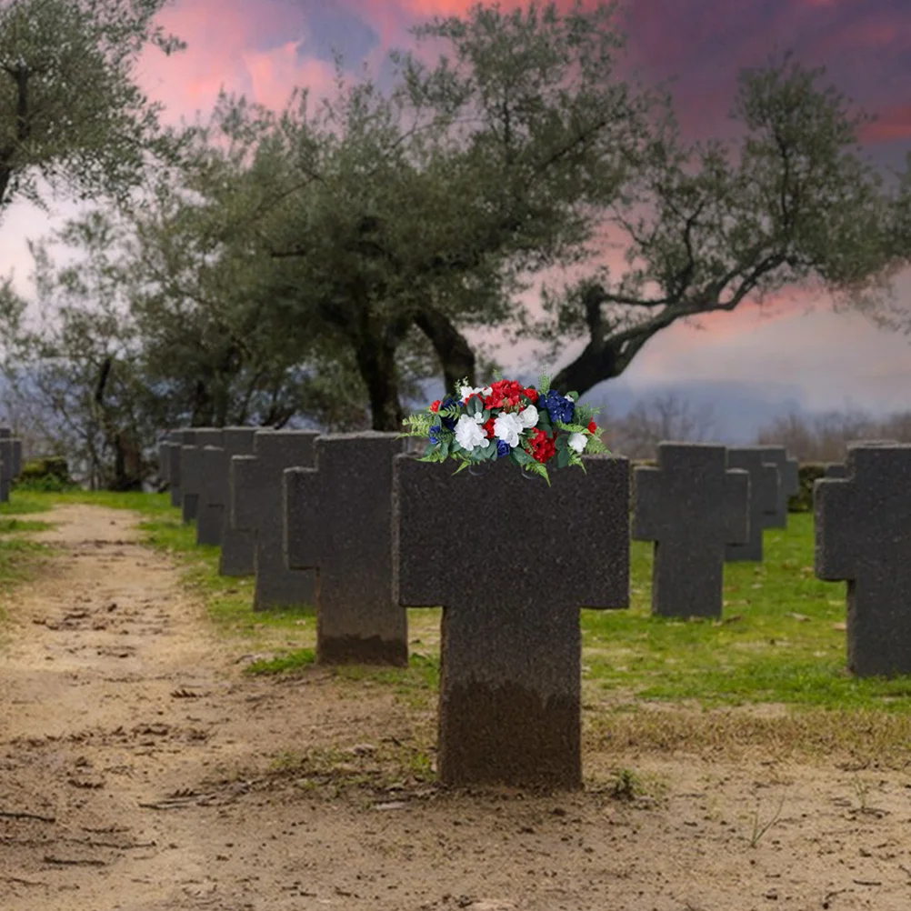 

Artificial Cemetery Flowers Realistic Outdoor Grave Saddle For Memorial Headstone Decorations Faux Flower Arrangement