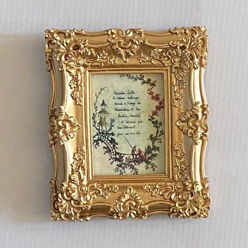 European Style Resin Relief Photo Frame Gold Color Picture Frame Desktop Ornaments Bedroom Home Decor