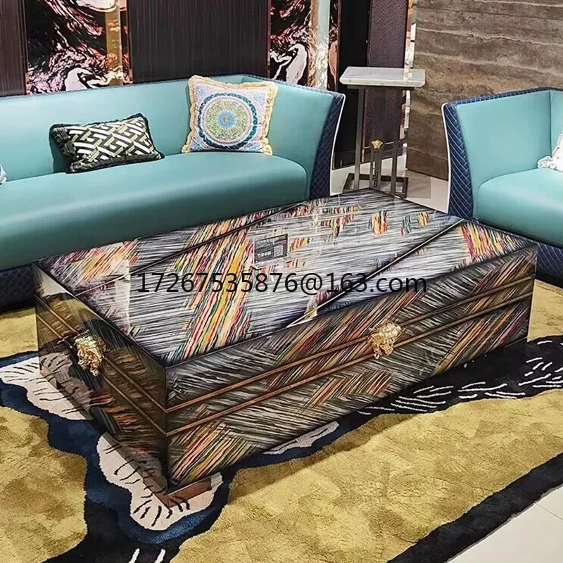

Italian light luxury painted coffee table modern high-end luxury villa living room household rectangular solid wood tea table