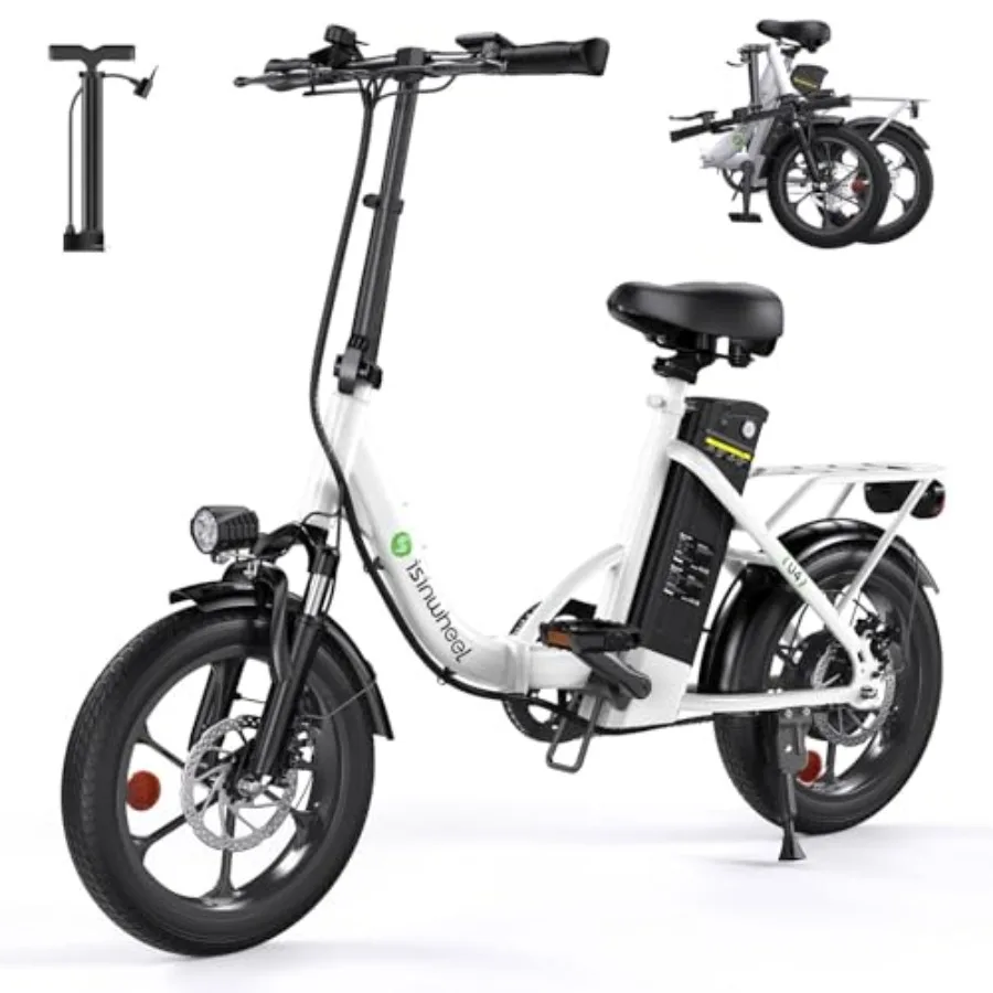 U4 16 Folding Electric Bike for Adults with Suspension 10.4Ah Battery 500W Motor 19mph Top Speed Step-Through Frame Black Compa