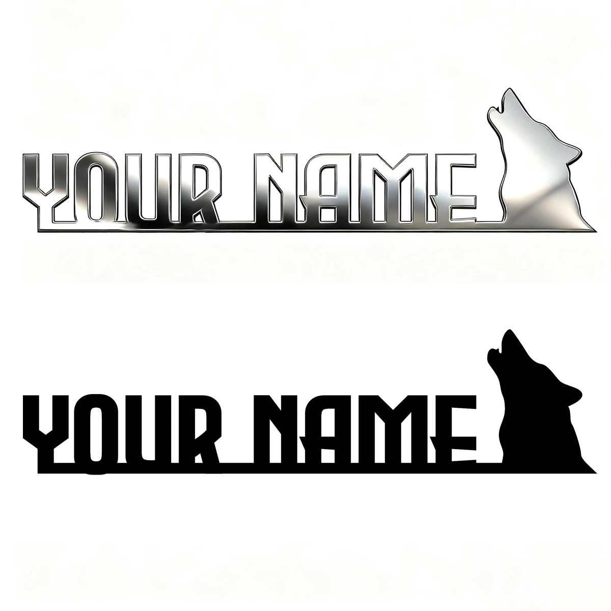 1PC Cool Wolf Head Customized Items Font Stainless Steel 3d Metal Stickers Accessories DIY Ornament Jewelry Personalized Gifts
