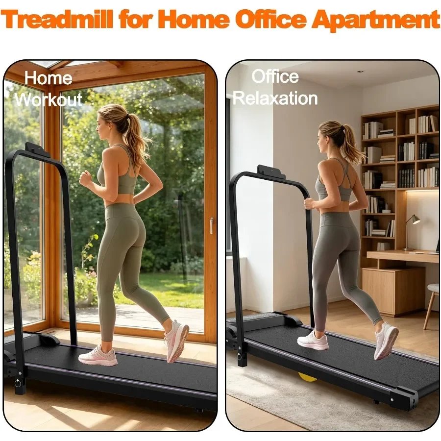 Walking Pad Treadmill for Home Use, Aluminum Alloy Frame, Black, Foldable and Quiet Motorized Design