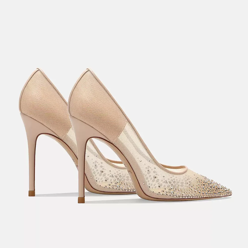 حذاء FWRD نسائي بكعب ستيليتو شبكي بمقدمة مدببة من حجر الراين، أنيق ومريح لحفلات الزفاف والحفلات # FWRD000323 #4