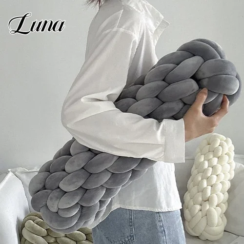 창의적인 우븐 트위스트 베개 모던 아트 플러시 의자 쿠션, 단색 손 매듭, 부드러운 소파 던지기 베개, 등 쿠션 장식 