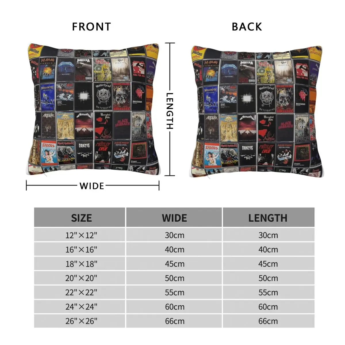 Greatest Ever Metal Music Square Pillowcase Polyester Linen Velvet Pattern Zip Decorative Room