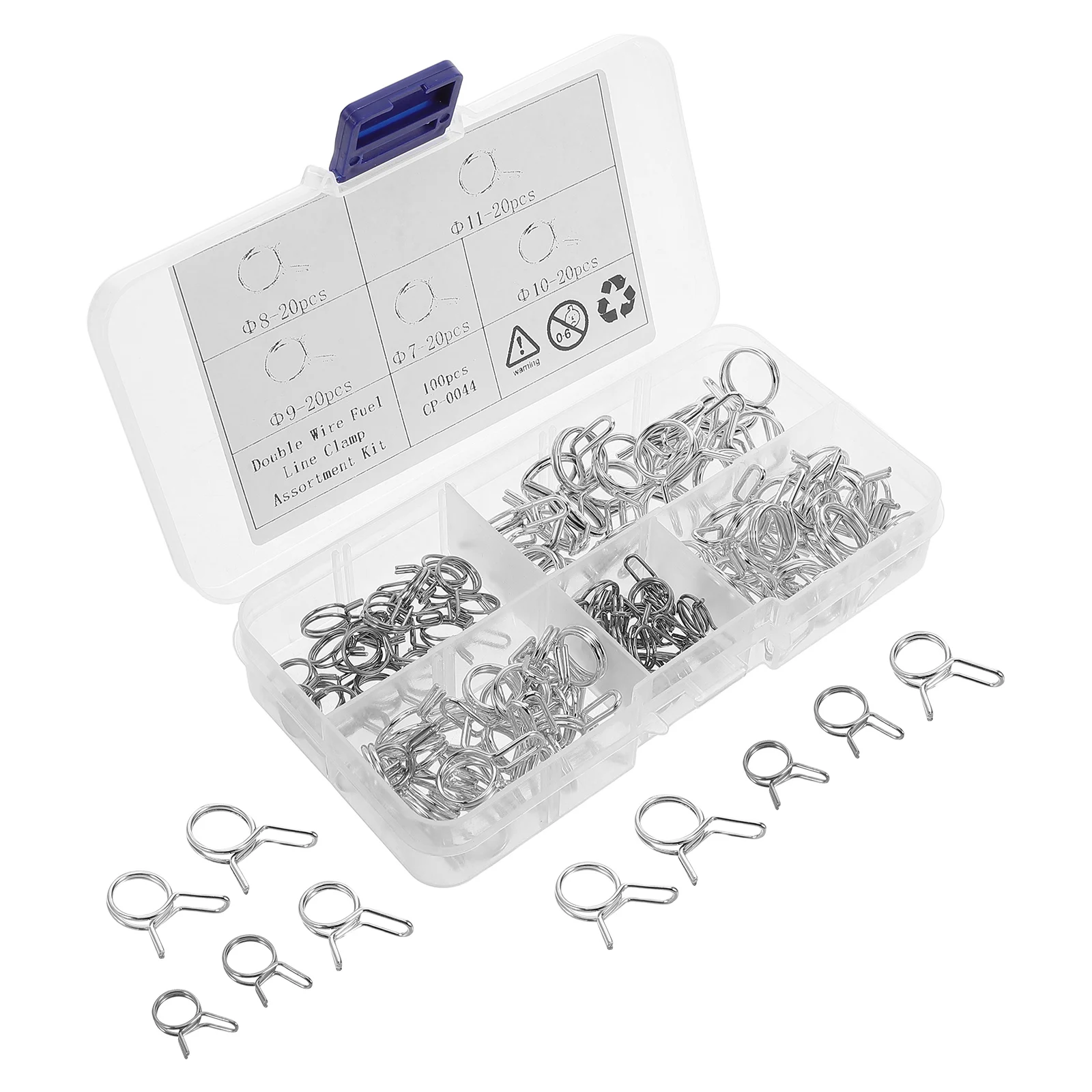 

100Pcs Double Wire Spring Hose Clamps Stainless Steel Durable Adjustable Clips for Hose Line Water Pipe Air Vacuum Tubes