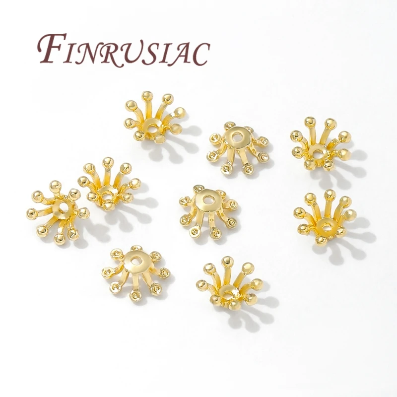 14K Gold Plated Flower Bead Caps,Brass Bead Caps For Bracelets Making,DIY Jewelry Accessories,Caps For Beads view 3