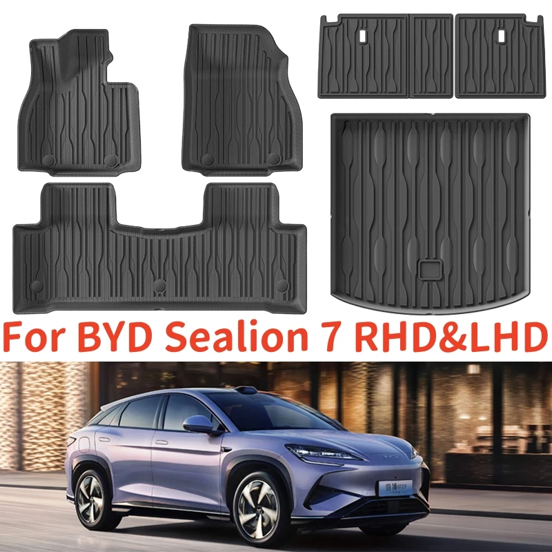 

Для BYD SEALION 7 2024 2025 TPE автомобильные коврики и грузовые вкладыши, всепогодные водонепроницаемые коврики со спинкой RHD и LHD коврики в багажник