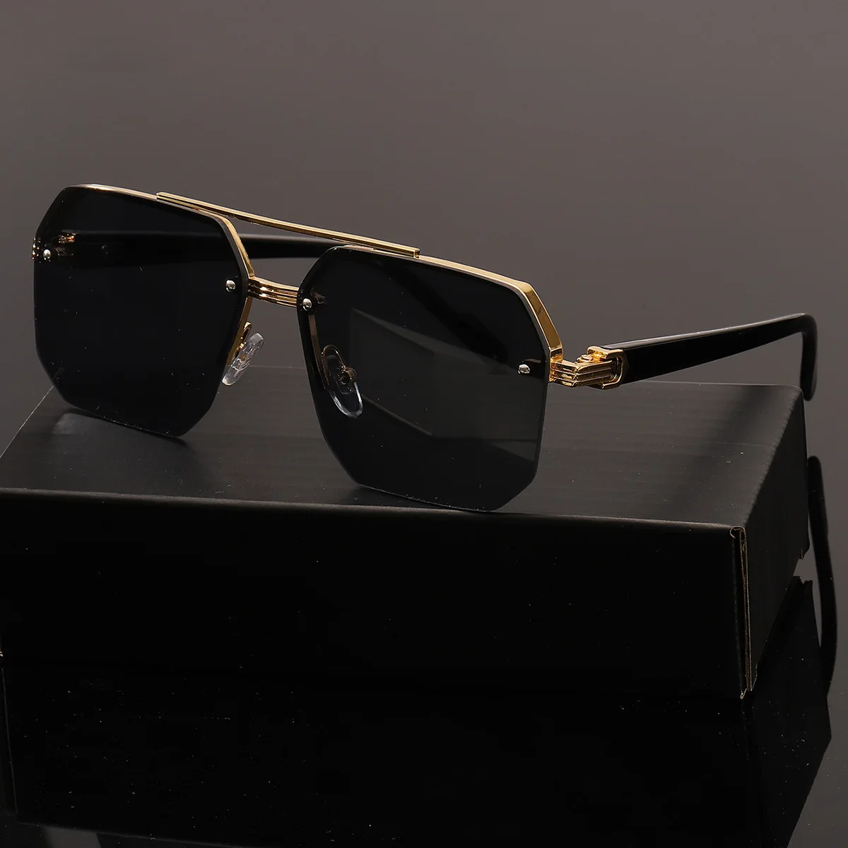 2025 NEW Men's Sunglasses Polygonal Half Frame Glasses Aviator Glasses UV Protection Sun Protection image 4