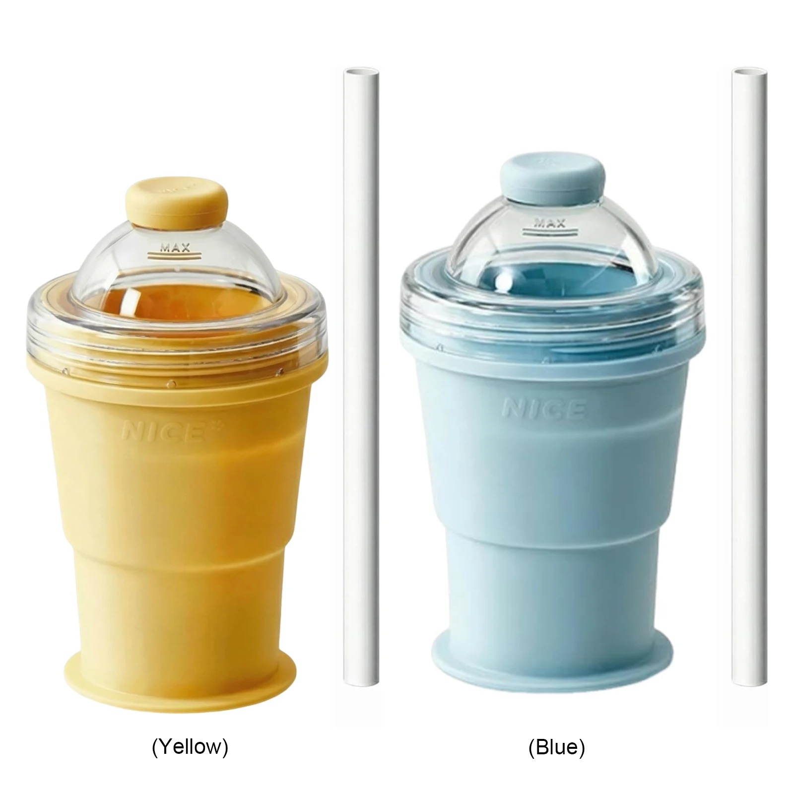 2 In 1 Leakproof Travel Tumbler with Straw & Lid Portable Iced Cup Mould Reusable Creative Silicone Bottle For Summer Outings
