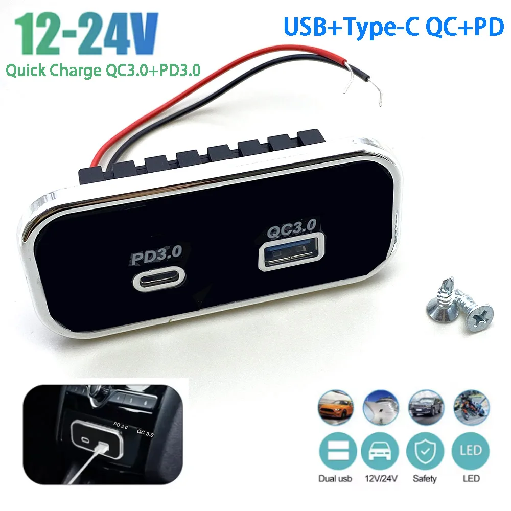 35,5 W, 12 V, 24 V, PD-Typ C1A/2,1 A, Dual-USB-Autoladegerät, USB-Ladeausgang, Netzteil für Motorräder, LKWs, ATV, Boote, Wohnmobile