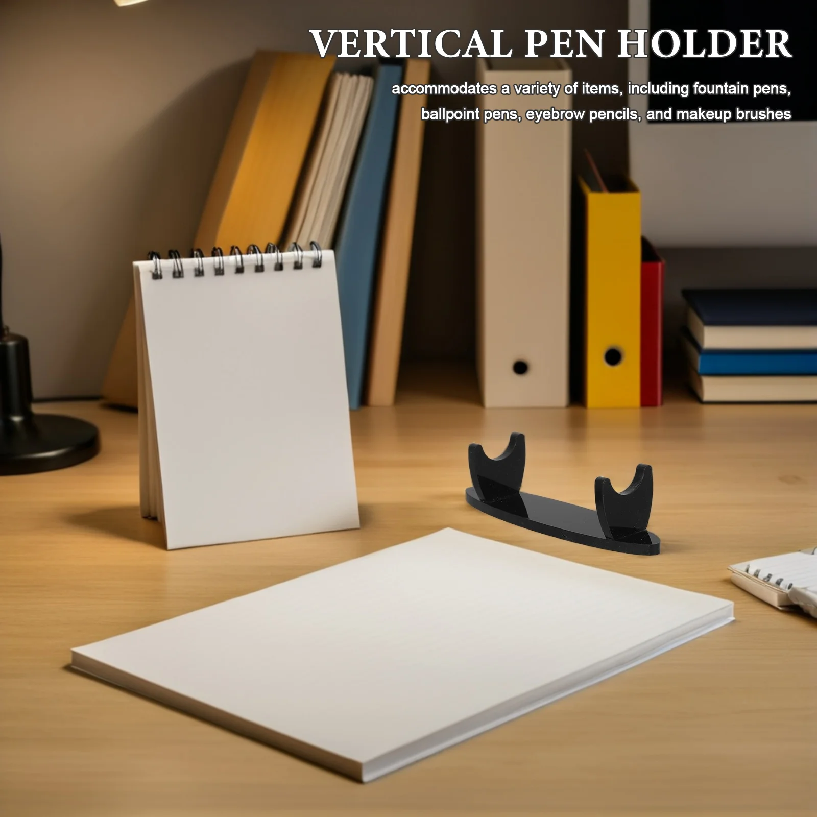 2Pcs Acrylic Pen Holder Black Vertical Display Stand Fountain Ballpoint Pencil Pen Rack Makeup Brush Organizer Desk Storage