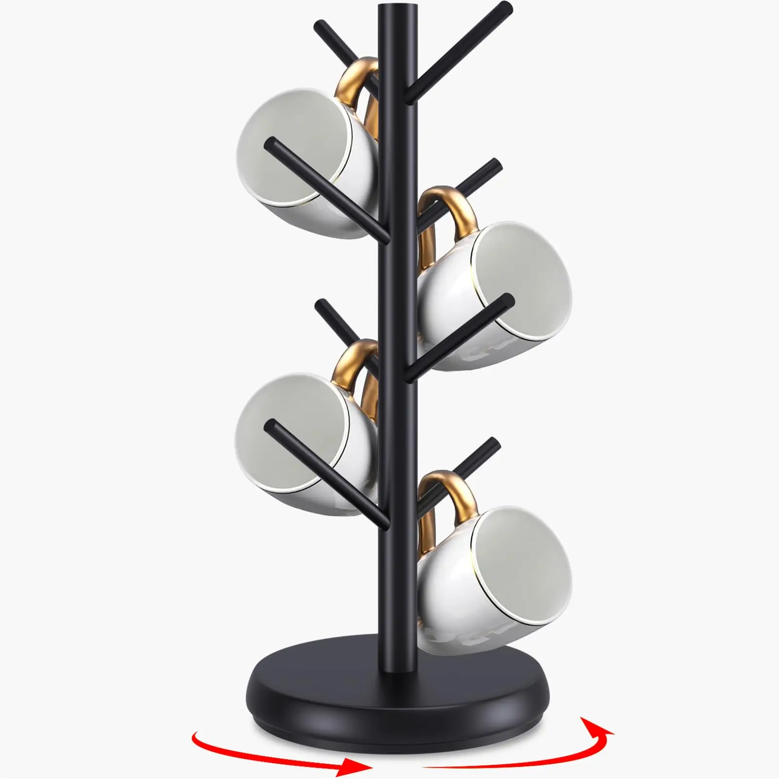 

8 Hooks Coffee Cup Holder for Counter,Wood Coffee Mug Rack Standing for Coffee Bar Accessories and Kitchen Home Organize