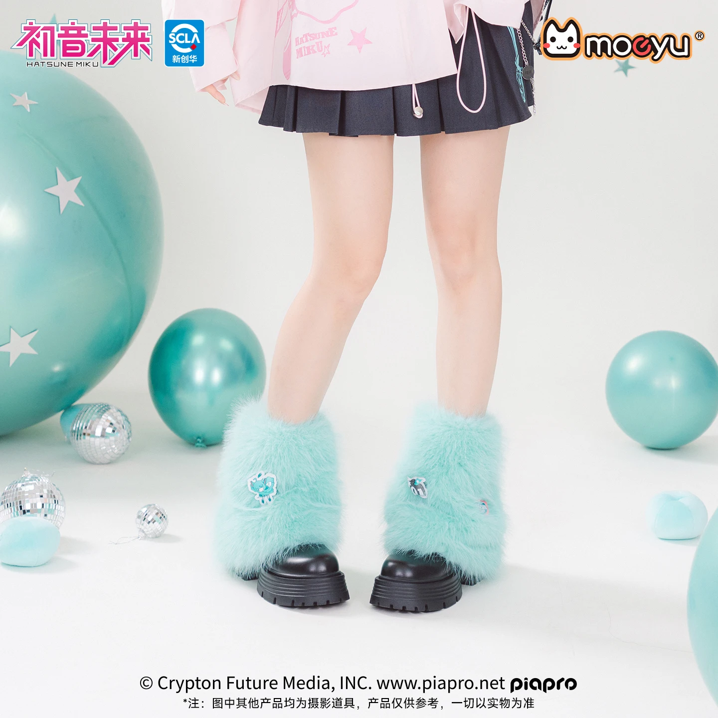 Moeyu Hatsune Miku Women's Boots Woman Shoes Ankle Snow boots Winter High Boot Detachable Fluffy Plush Warm Shoes Flat Platform