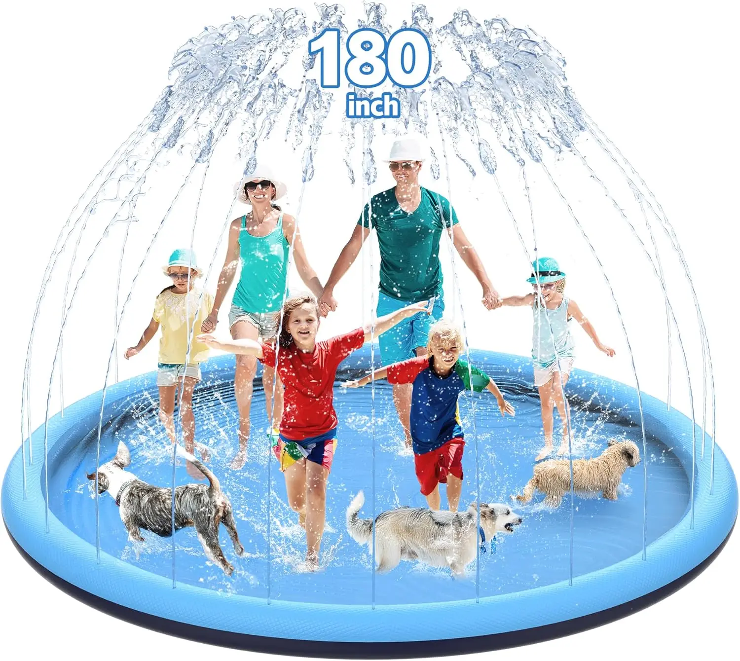 Sprinkler Play Mat PVC Material Large Size Non-Slip Summer Blue