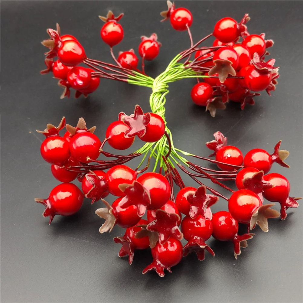 150 Pcs Fruit Tray Christmas Holly Berry Red Artificial Flowers Colorful Berries