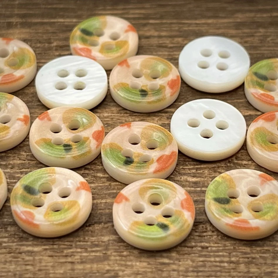 

Natural Pearl Buttons Knitted Shirt Buttons River Printed 3D Printed-turned Buttons