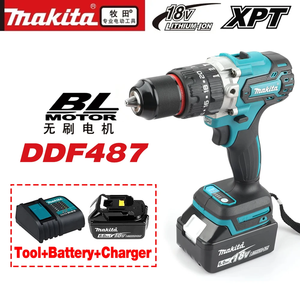 

Makita DDF487 13mm brushless household 18V lithium-ion charging impact drill,high torque electric screwdriver Makita 18V battery