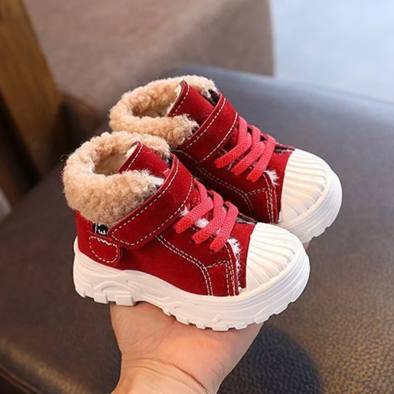 

Детские зимние зимние сапоги на подкладке из искусственного меха, прочные утепленные хлопковые короткие сапоги для маленьких девочек, теплая обувь для девочек