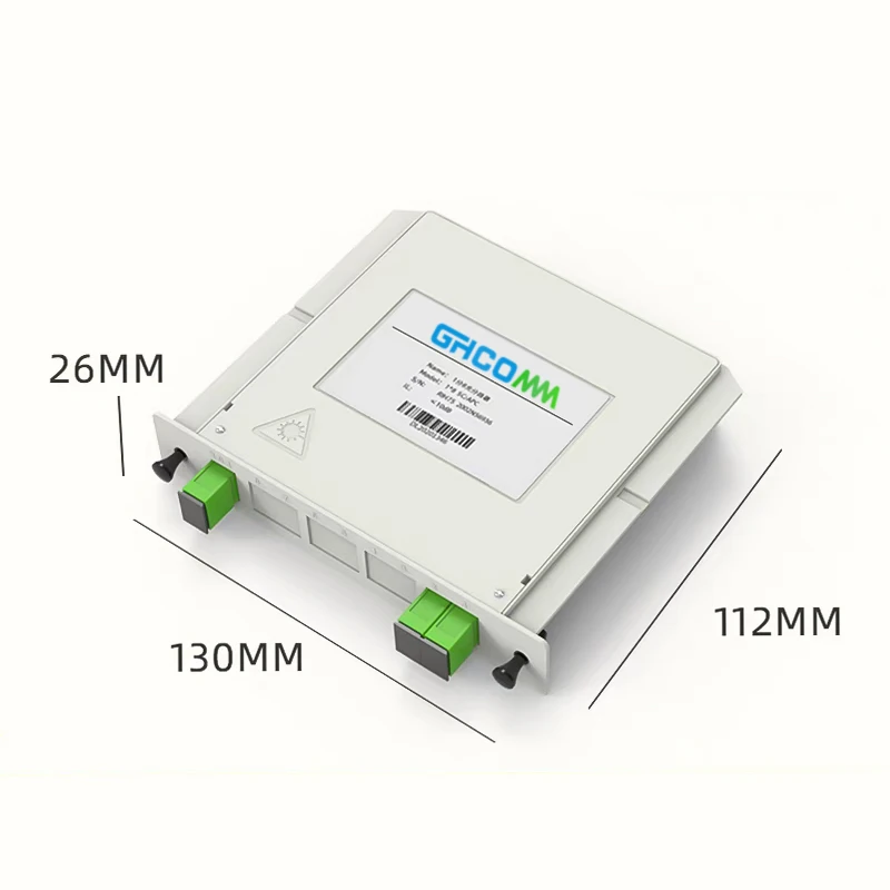 FTTX 1x2 Cassette PLC Splitter SC/APC Connector, Fiber Optical Splitter for FTTH Network, Low Loss Passive Component