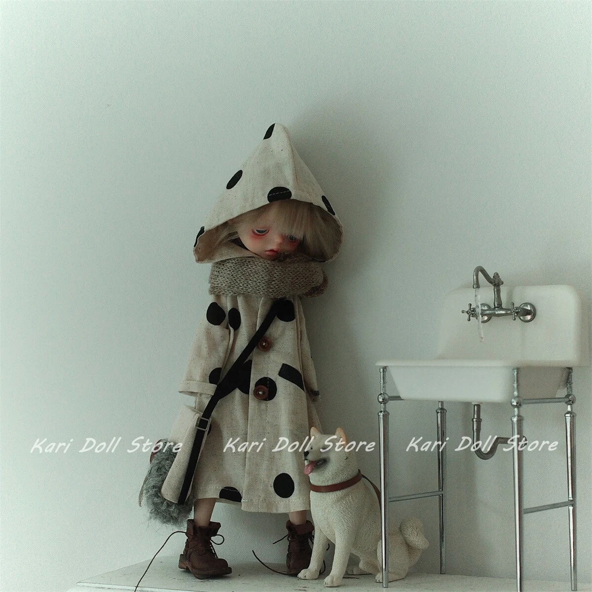 

Kari Doll Одежда и юбки Хаки Длинное пальто в горошек в японском стиле для куклы Landazz Landoudou